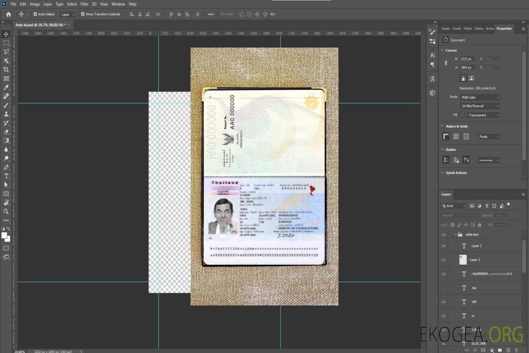 Look photo du passeport thaïlandais template Look photo du passeport thaïlandais template